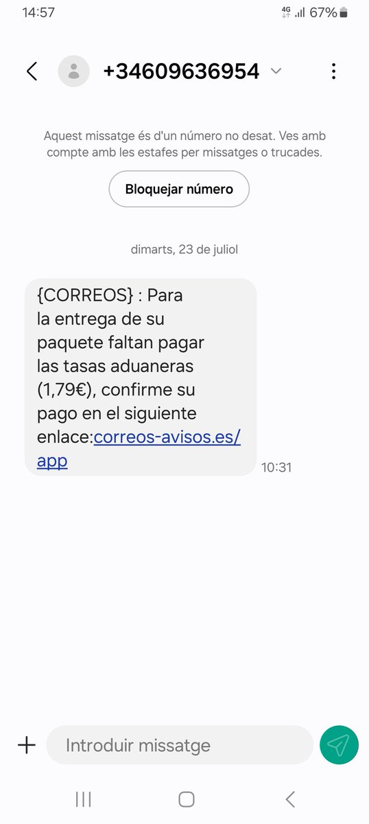 EsterBoixadera's tweet photo. @Correos Atención con este número: +34 609 63 69 54 https://t.co/cNf4YZsFkE