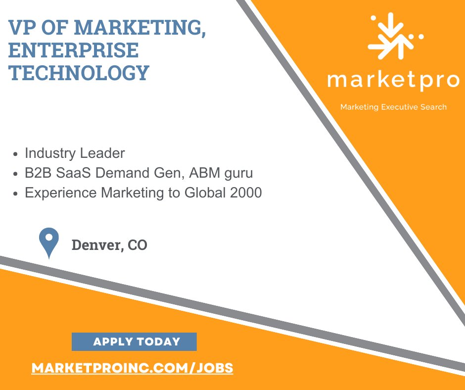 MarketPro_Inc's tweet photo. MarketPro has partnered with an industry leader in global mobility solutions in search of a Vice President of Marketing with the passion and expertise to take the marketing team and the company to the next level. https://t.co/jEmYNy1R3p #marketproinc #vpmakretingjob https://t.co/qg1R5uUQo3