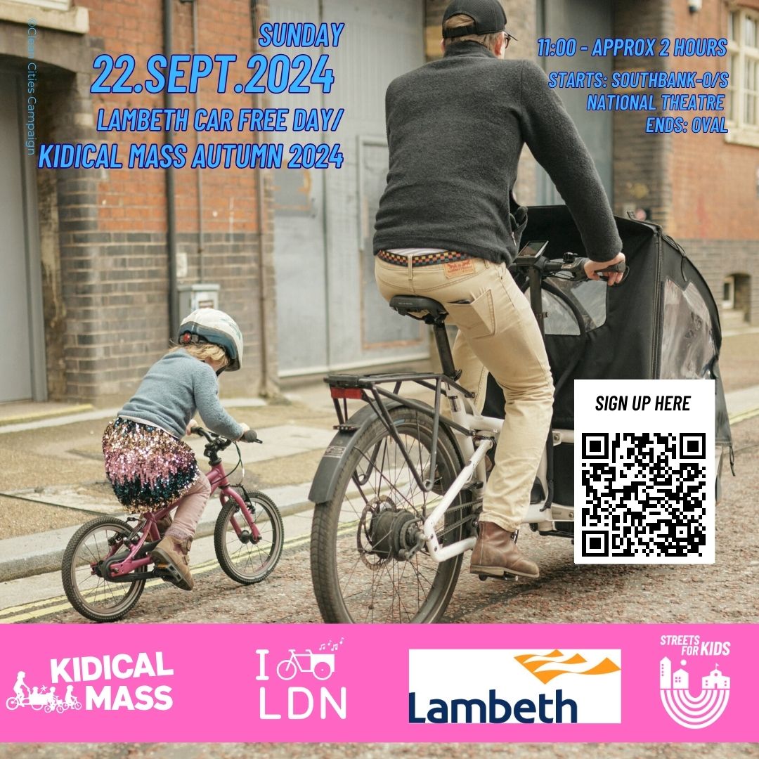 netwench's tweet photo. 📢 #KidicalMassLondon event!

📆 Sunday 22 Sept 2024 at 11am for a relaxed, marshalled cycle ride.

✏️ Sign up your family: https://t.co/bW4qXRcXVm

Ride ends at a #CarFreeDay play street event. 🛝

Be part of the #BigShift to walk &amp; wheel to shops, school &amp; the spaces near you! https://t.co/c5kbFYKpjD