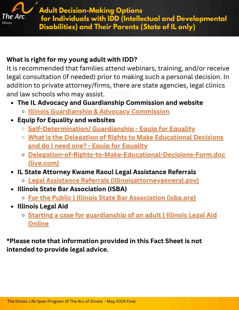 Here is a newly published resource from the Arc of Illinois that explains the various options for guardianship here in Illinois.
We are looking forward to seeing you at our kick-off Parent/Educator workshop this year on Friday, September 13th at 12:30 PM 📆- more details to come!