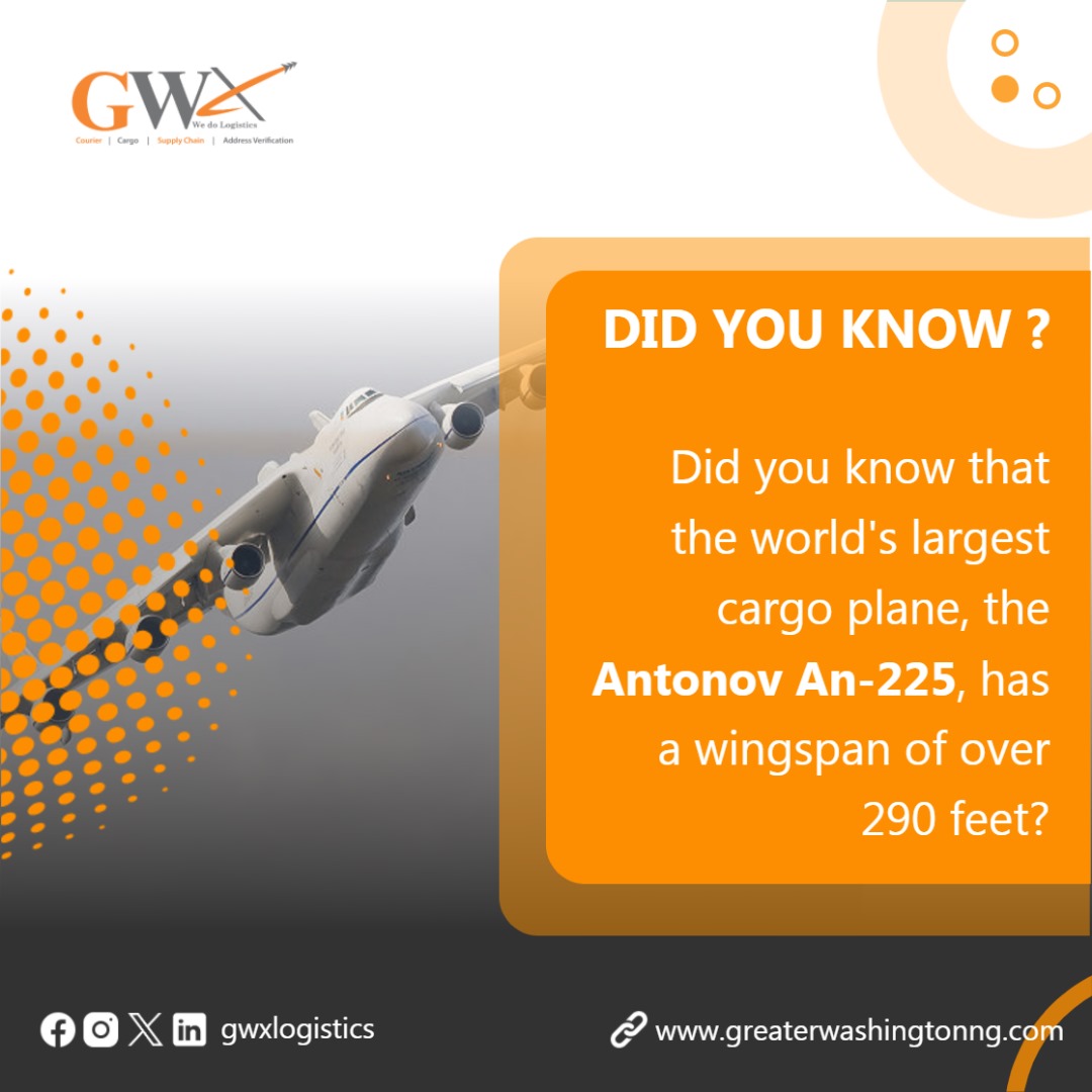 ✈️Did you know the Antonov An-225, the world's largest cargo plane.

🤯 Mind-blowing, right? It is a marvel of engineering!

#LogisticsTrivia #CargoPlane
#wedologistics
#gwxlogisticstotheworld🚚✈️🚖🏍 #wedeliverexactly