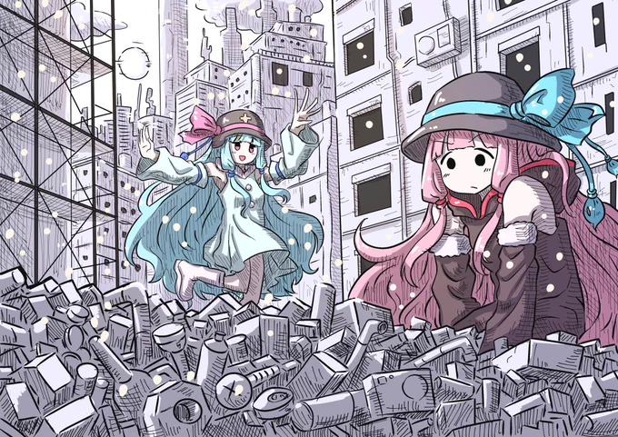 終末姉妹シリーズ描いてて、とても楽しい。特に③と④は自分の力を発揮できたと思う 