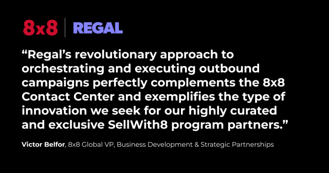 DyarDuane's tweet photo. .@Regal.io has joined the @8x8 Technology Partner Ecosystem as part of the exclusive SellWith8 tier. Learn about this partnership and how it enhances outbound communication services, which leads to better employee and #customerexperiences. #CC #UC #CX #SMS https://t.co/yRAVsHnqgF https://t.co/JCyNOKOZVO