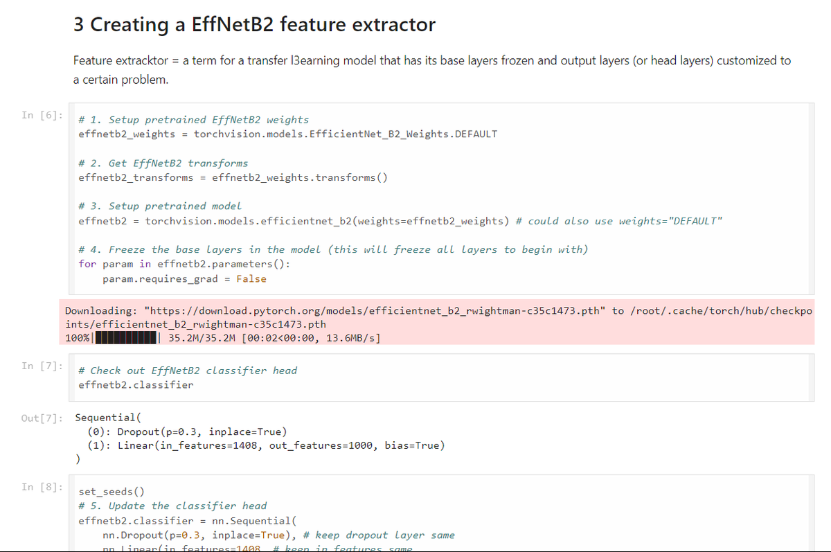 nabin_yd_'s tweet photo. Day 53: Created an EffNetB2 feature extractor, including functions, DataLoaders, training, and inspecting loss curves. Saved the feature extractor and checked its size. 
Github: https://t.co/voVesAxxWR

#LSPPDay53 #60DaysOfLearning2024 #LearningWithLeapfrog @lftechnology https://t.co/YPx18EWW1m