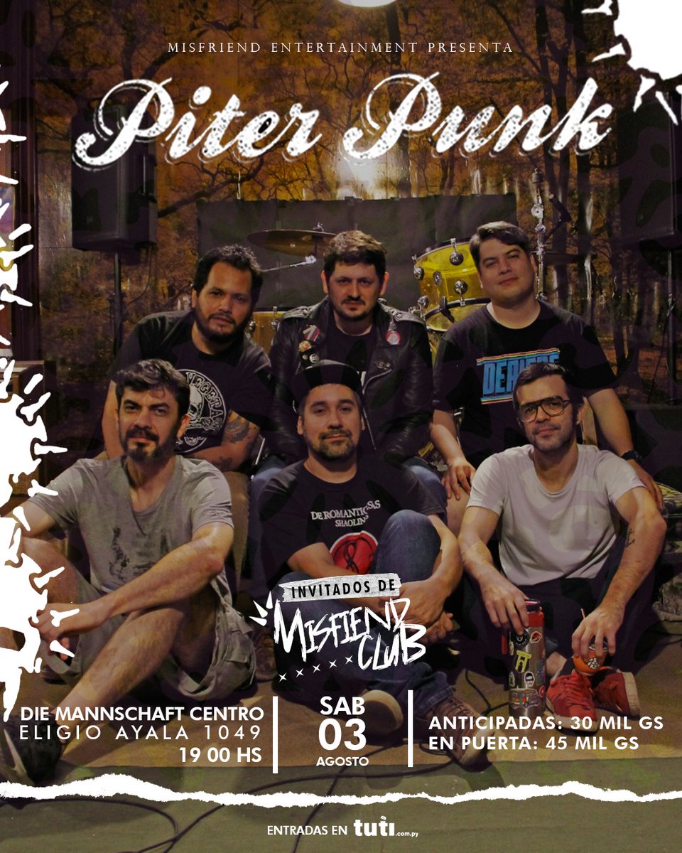 El Sábado 03 de Agosto nos sumamos a esta fecha de la mano de los amigos de #MisfiendClud, banda tributo a #Misfits.

ANTICIPADAS  Gs. 30.000 por <a href="/tutiparaguay/">tuti</a>

<a href="/diemannschaftpy/">Die Mannschaft Bar</a> 19:00 hs.

Nos vemos 🍺 ;⁠-⁠)