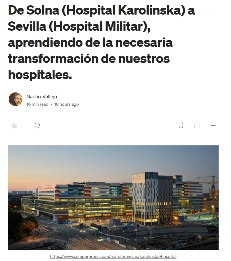 ivmaroto_nacho's tweet photo. Hacerse el sueco no es una buena idea cuando se trata de buscar cómo transformar nuestros hospitales.
Aquí dejo la historia reciente del Hospital Karolinska en Solna, y como ha sido posible cambiar modelos tradicionales por otros pensados en el paciente.
https://t.co/Nh9ECRjn0h https://t.co/fqR4MrMLoj