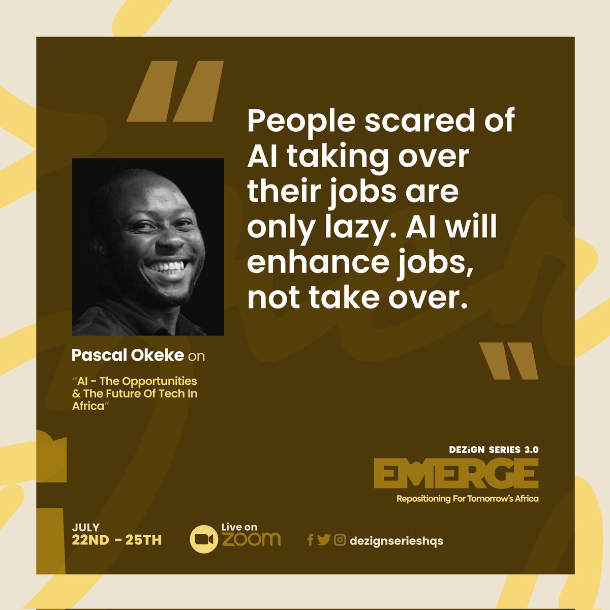 dezignserieshqs's tweet photo. Many thanks to our esteemed speakers 
@itsgodfada and @iampascalokeke 💥🎉

We had an awesome time of learning yesterday!!! 

Here are excerpts from EMERGE Day 1

Learn • Grow • Impact 

#Day1Quotes 
#Dezignseries3
#EMERGE 
#Designeducation 
#CreativeCommunity https://t.co/ti0cMXWyba