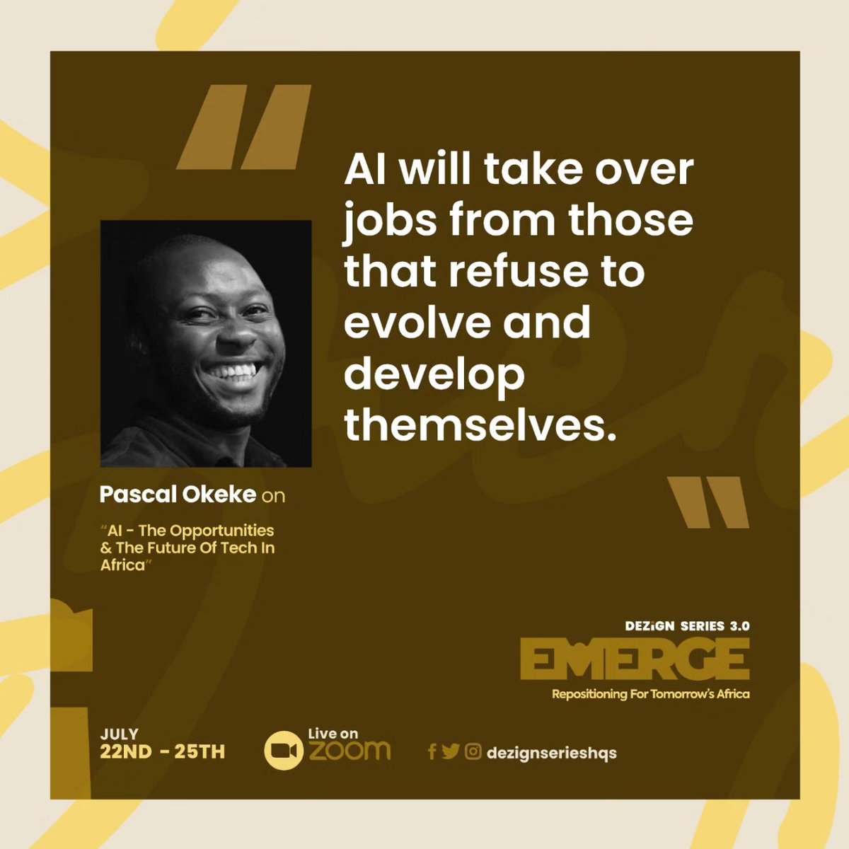 dezignserieshqs's tweet photo. Many thanks to our esteemed speakers 
@itsgodfada and @iampascalokeke 💥🎉

We had an awesome time of learning yesterday!!! 

Here are excerpts from EMERGE Day 1

Learn • Grow • Impact 

#Day1Quotes 
#Dezignseries3
#EMERGE 
#Designeducation 
#CreativeCommunity https://t.co/ti0cMXWyba