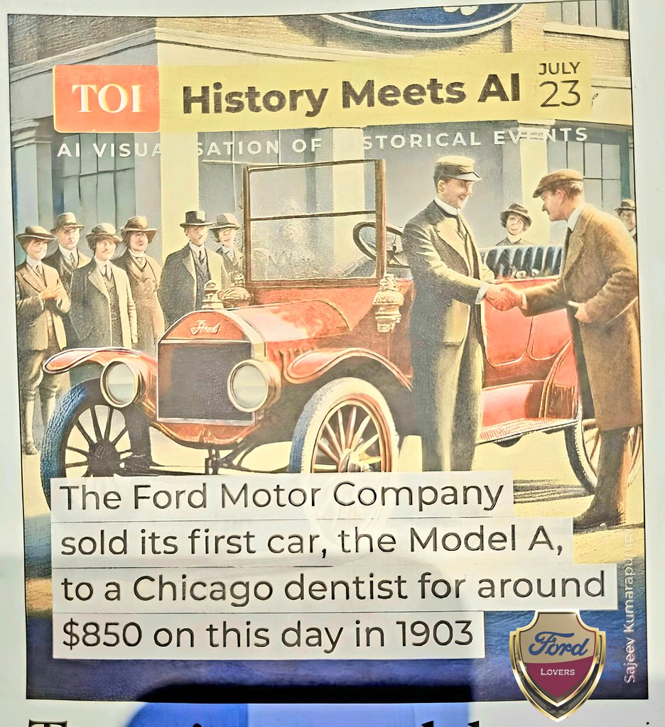FordLovers3's tweet image. 𝗔𝗨𝗧𝗢𝗠𝗢𝗧𝗜𝗩𝗘 𝗛𝗜𝗦𝗧𝗢𝗥𝗬 – 𝗝𝘂𝗹𝘆 𝟮𝟯, 𝟭𝟵𝟬𝟯 – 𝗧𝗛𝗘 𝗙𝗜𝗥𝗦𝗧 𝗙𝗢𝗥𝗗 𝗦𝗢𝗟𝗗
On this day in 1903, Ford Motor Company made history by selling its first car.

#FordHistory #ModelA #LoveFord
#FordLoversFamily #FordLovers #Ford @Ford @FordIndia @FordPerformance
