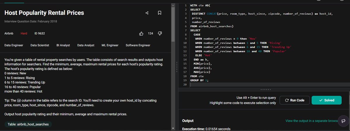 Roopesh_da08's tweet photo. 🚀Day 65 of #ConsistentCodeDays! 

3 more problems down on StrataScratch!
Lost in the wonderful world of SQL. 🌎
#MySQL #Coding #LearnInPublic #Tech4All #DataAnalyst #consistency #100DaysOfCode #HardWorkPaysOff #Connect #buildinginpublic #LearnInPublic #Analytics #StrataScratch https://t.co/SF08icSdrn