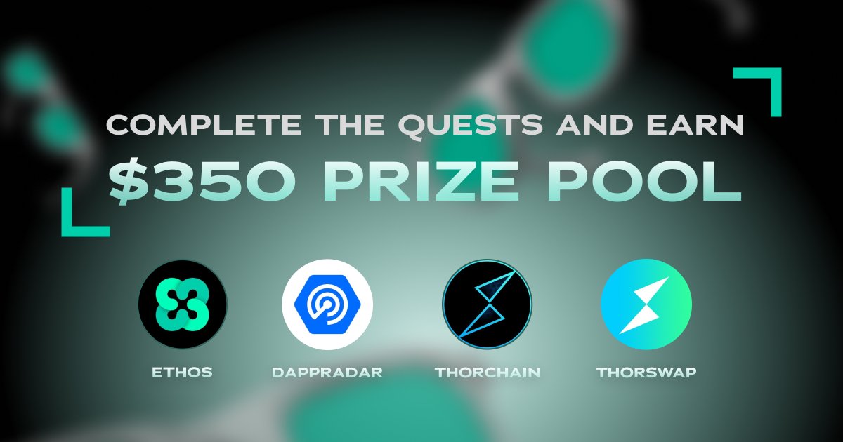 💵 Heard you like learning &amp; winning $$$? 💵

We're throwing down an Edu-Quest with our rad partners:

↳ <a href="/DappRadar/">DappRadar</a>
↳ <a href="/THORChain/">THORChain</a>Uni
↳ @THORChain
↳ <a href="/THORSwap/">THORSwap ⚡ #BetterThanCEX</a>

And there's a sweet $350 prize pool waiting at the end!

Learn more about the partners &amp; quest below 🧵