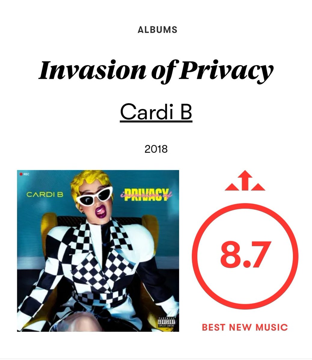 RedMedia_us's tweet photo. Invasion of Privacy by @iamcardib is the only album by a female rapper to spend more than 200 weeks inside billboard 200 despite new releases. https://t.co/lEGhwyTNCR