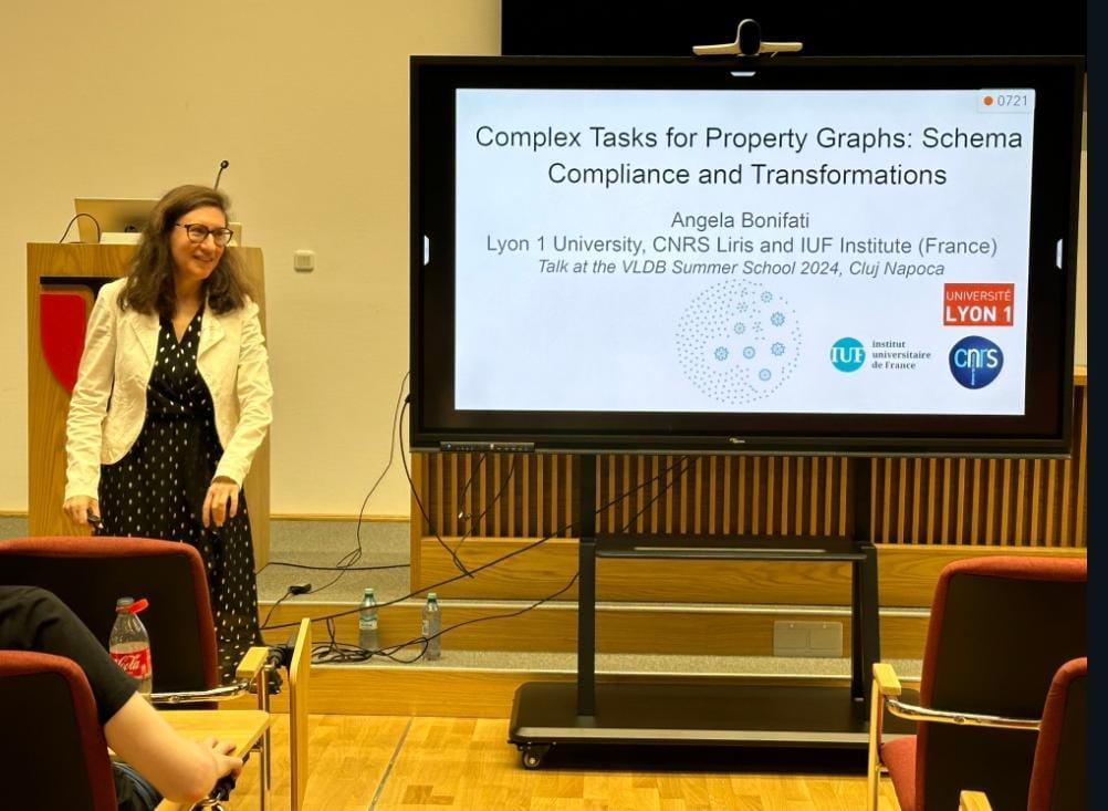 vldb_ssc's tweet image. Ending the first day of lectures with Angela Bonifati's great keynote on schema compliance & transformations for property graphs 👏
(cc @ang3ela)