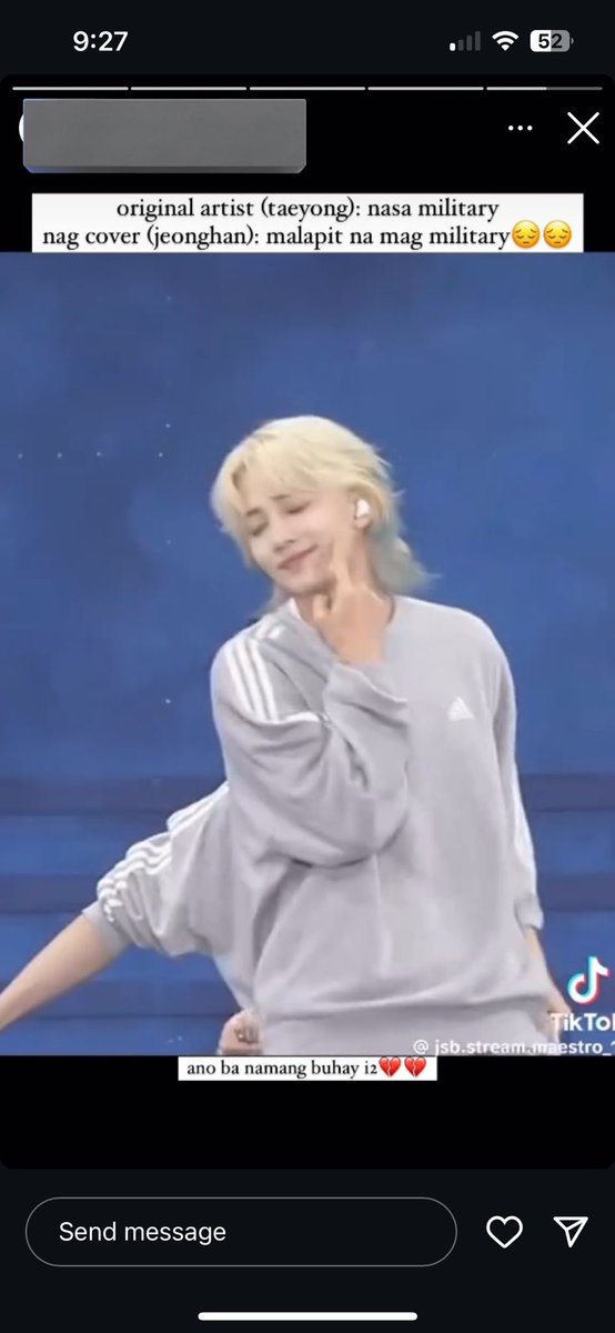 lovlyshua's tweet photo. GUYS ANG FOUL NETO😭 sabi niya 

original artist (taeyong): nasa military
nag cover (jeonghan): malapit na mag military

😭😭😭😭😭😭😭😭😭😭💔💔💔💔😔 https://t.co/AIbSx2SvgP
