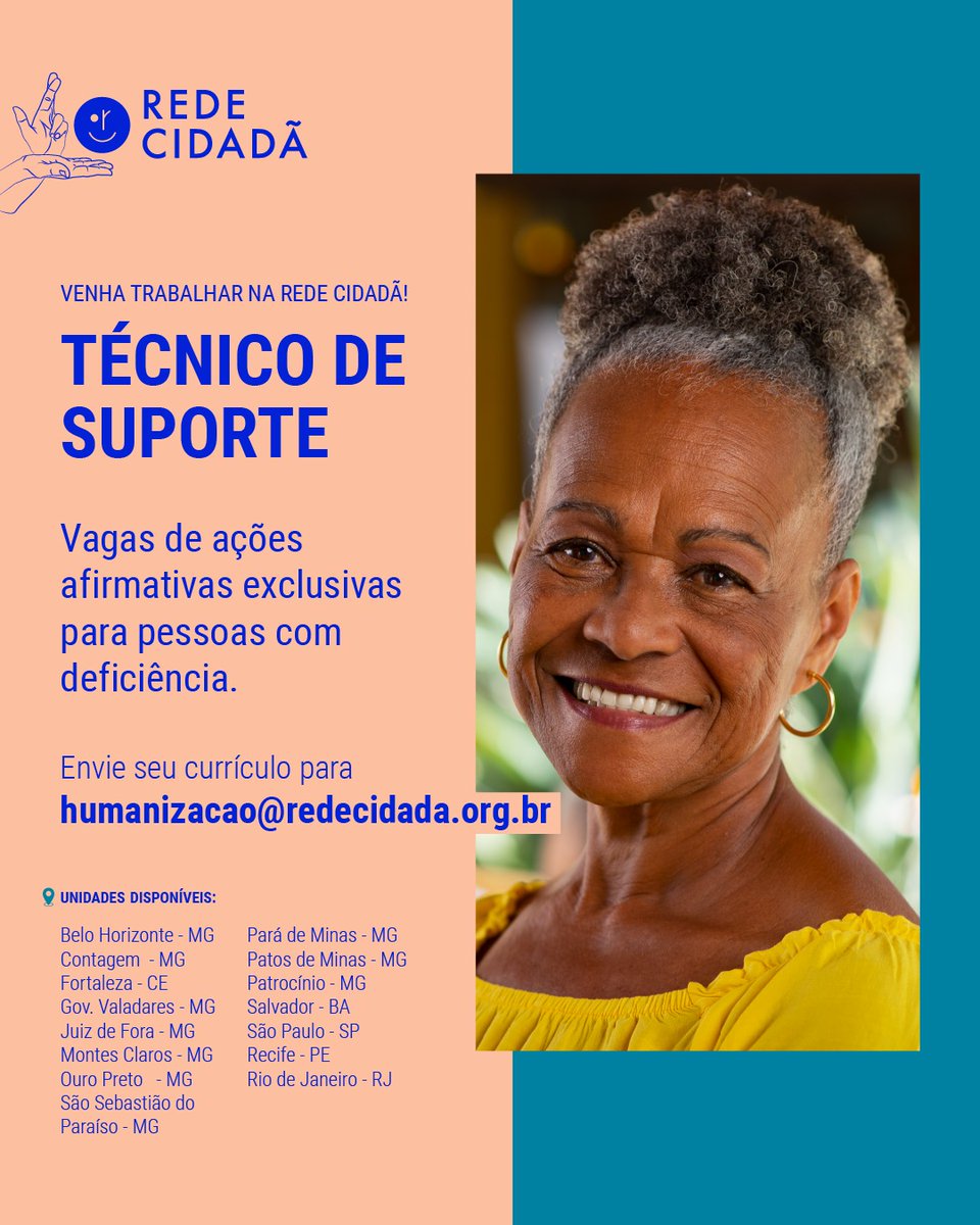 Esta é a sua chance de ingressar em uma empresa que gera oportunidades reais de trabalho e renda, valoriza a diversidade e a luta pela inclusão. Envie seu currículo para humanizacao@redecidada.org.br e compartilhe essa oportunidade com seus amigos!
#RedeCidadã #VagaPCD