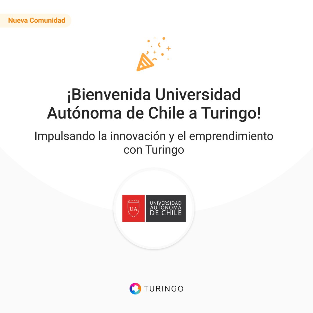 Turingo_Lat's tweet photo. ¡Damos la bienvenida a la Universidad Autónoma de Chile a Turingo! Institución con destacada trayectoria académica y compromiso social. Estamos seguros de que esta asociación será beneficiosa y contribuirá al desarrollo del país.
#UA #Turingo #Innovación #Emprendimiento https://t.co/wpW5OMFg0g