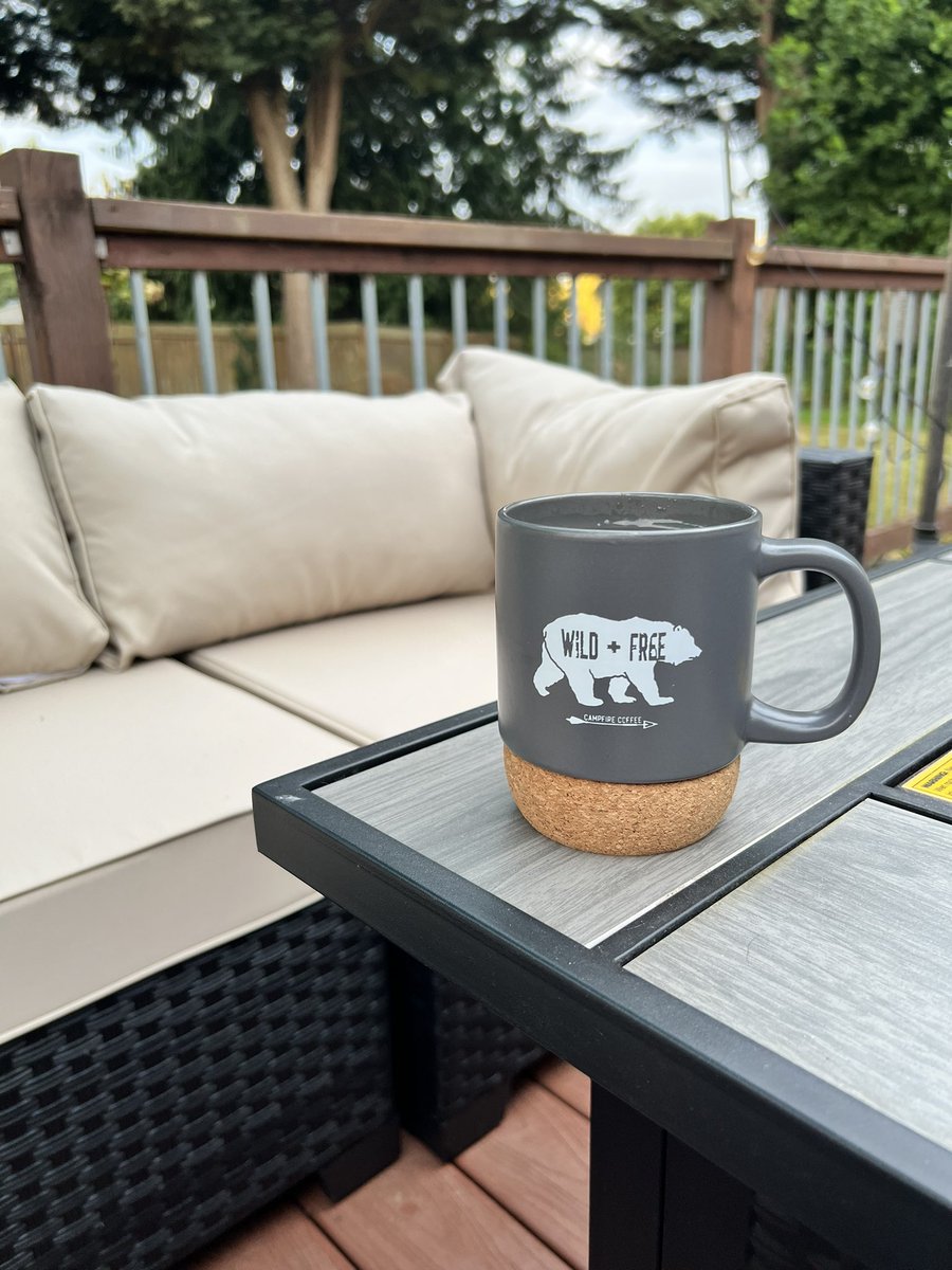 Listening to the birds while I drink the magical bean juice.