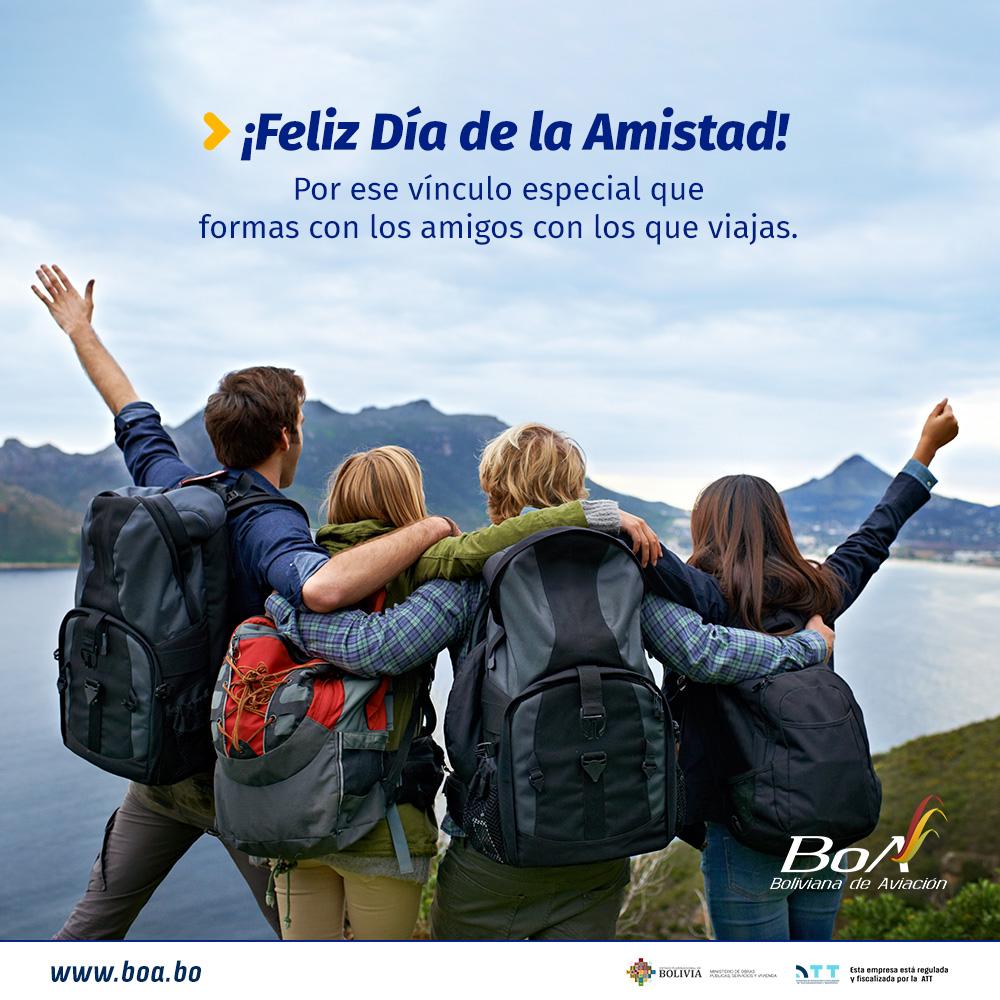 BoABolivia's tweet photo. ¡Feliz Día de la Amistad! 🎉
¡Etiqueta a ese amigo especial con quien te gustaría viajar! ✈️💙

#BoA #Bolivia #AmistadEnLasAlturas #ViajaConBoA #FelizDíaDeLaAmistad https://t.co/EMlBnkuypj