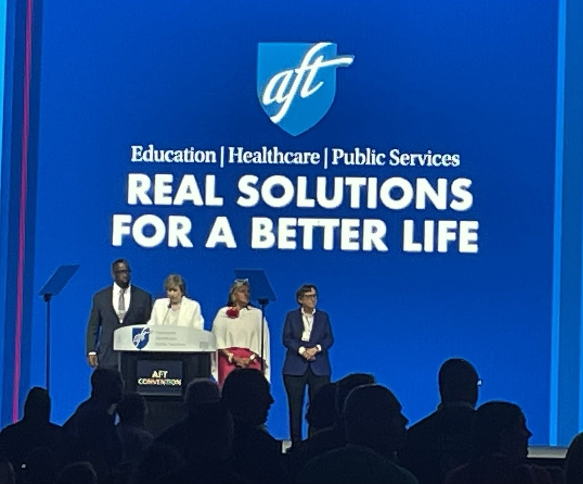 Our 3 awesome officers ready to lead us! #RealSolutions #AFTPC24 <a href="/AFTunion/">AFT</a>