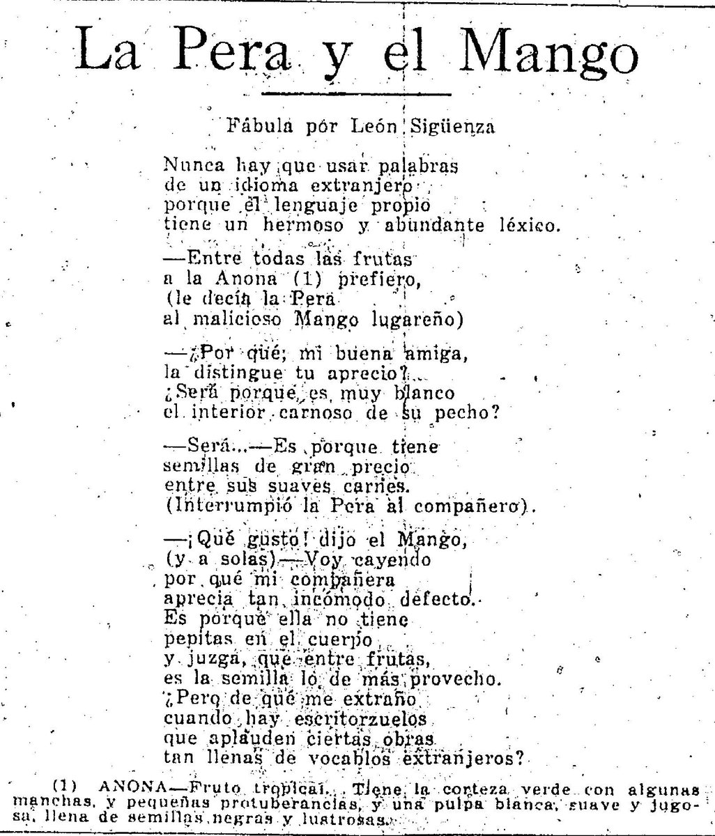 APPRecovery's tweet image. Hoy es el #Díadelmango! Aquí les compartimos "La pera y el mango", fábula por León Sigüenza, publicada en La Prensa de San Antonio, 11 de septiembre 1922, p. 4, disponible a través de Readex: America's Historical Newspapers/@NewsBank, inc.
#apprecovery #usLdh #Latino #MangoDay
