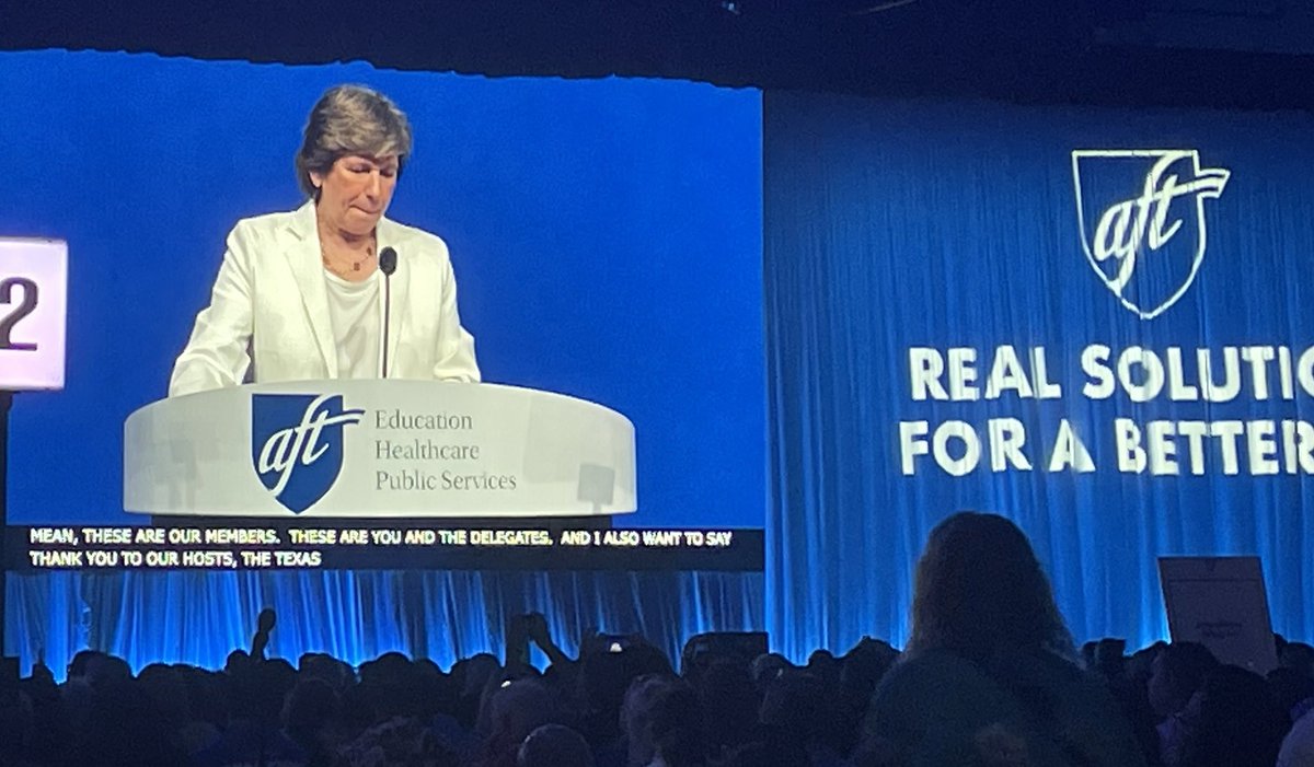 Randi  <a href="/rweingarten/">Randi Weingarten 🇺🇸 🖇️👩‍🎓📚</a> getting this convention started! #RealSolutions #AFTPC24 <a href="/AFTunion/">AFT</a>