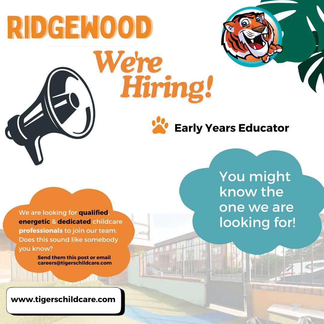 TigerTimeLtd's tweet photo. WE'RE HIRING!!! 
Visit our website https://t.co/YEWtQxVVp1 for more information 🐯

#Ridgewood #Swords #jobfairy https://t.co/qJPeDjQF2p