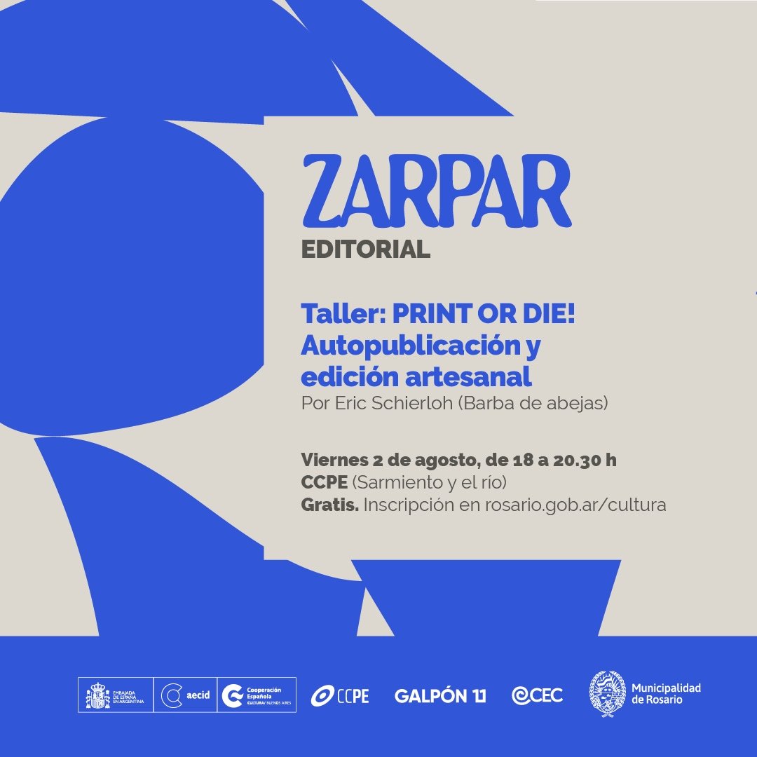 Print or die! Taller de autopublicación y edición artesanal 🔥📚 En Rosario, CC Parque España, Sarmiento y el río, muy pronto ✊
.
Formulario para inscribirse en rosario.gob.ar/inicio/taller-…