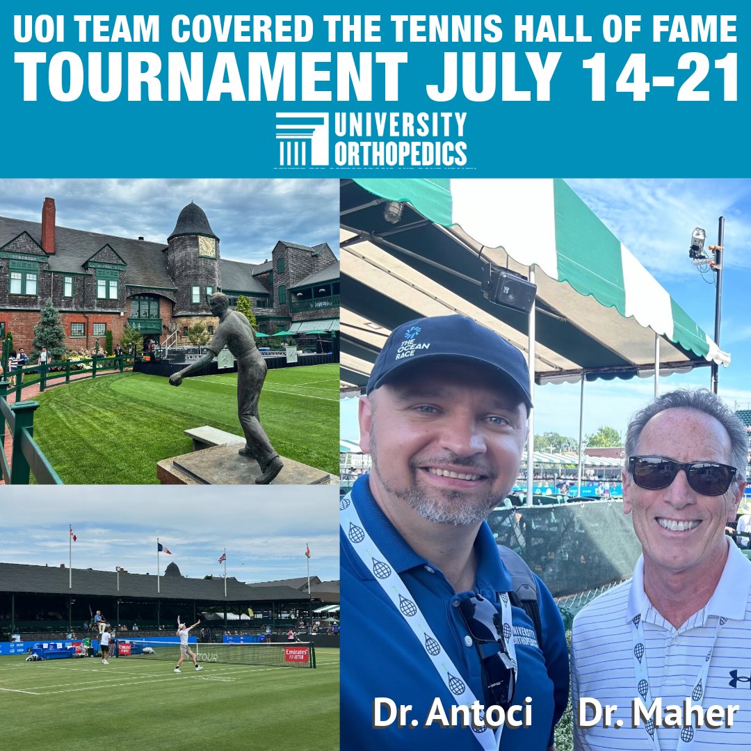 UnivOrtho's tweet image. #univortho team covered the #InfosysHallofFameOpen. Coverage included Ross Budacki, MD, Val Antoci, MD, Joe Izzi, MD, Michel Arcand, MD, Sam Swiggett, MD, Myles Dworkin, MD, Savanah Marcelino, PAC, Alyssa Rebussini, PAC, and Kerry Clark, NP.  #TennisHOF #NewportHospital  #ATP