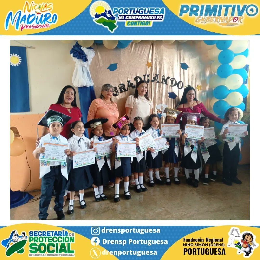 Los pequeños y pequeñas promovidos al primer grado en el CEIB Los Llaneritos del municipio Guanare, también vivieron la grata experiencia del acto de graduación y entrega de certificados.