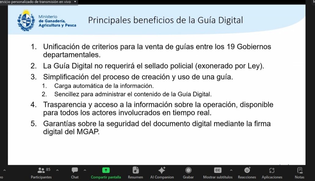 andres_treglia's tweet photo. Se presentó Fase 1 para la implementación de la Guía Digital de propiedad y tránsito de semovientes. Beneficios, procesos, habilitados, compra de #GuiaDigital. Algunos de los aspectos presentados.
#DescentraUy #SNIG @MGAPUruguay @cintendentesuy @cnfr_uy @federacionrural @FUCREA https://t.co/GCAGkz1wv9