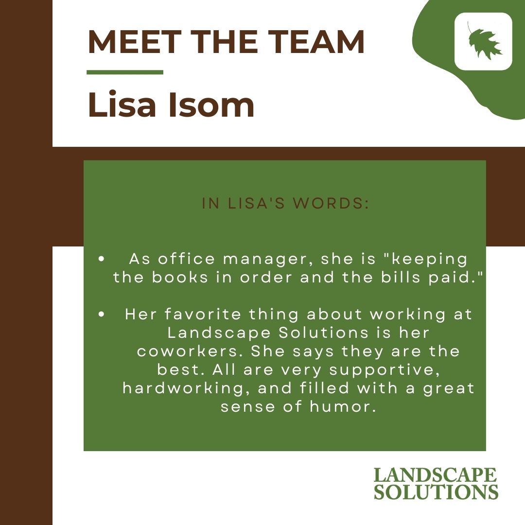 LandSol_IN's tweet photo. It's now time to introduce the rest of our office staff here at Landscape Solutions!! Kicking us off is our Office Manager, Lisa Isom!

#employee  #landscape  #landscapesolutions #Appreciation  #officemanager #EmployeeAppreciation https://t.co/OUjPIhBXC4