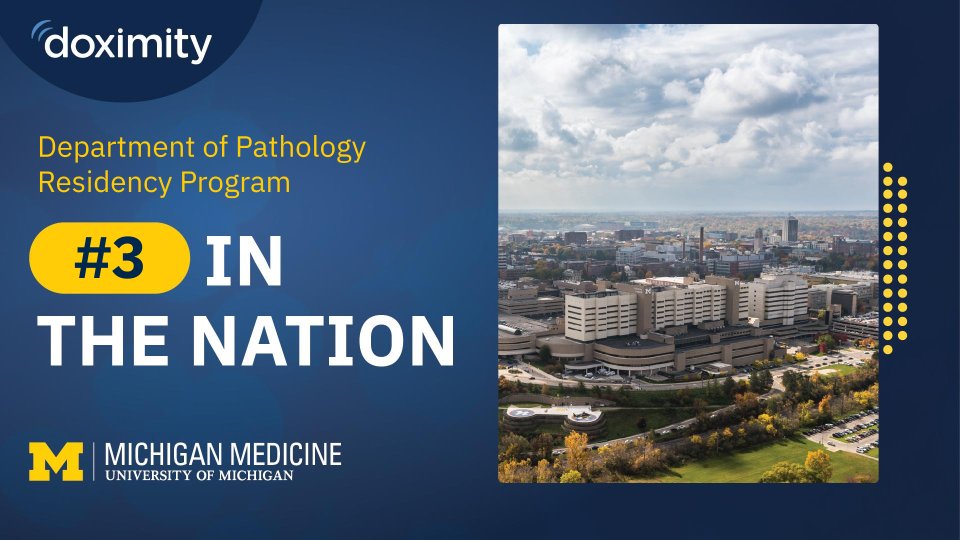 Michigan Pathology (@umichpath) on Twitter photo The 2024-2025 results are in #UMichPath is ranked the #3 pathology residency program in the nation by Doximity. We are proud to be recognized alongside other top-ranked programs at <a href="/umichmedicine/">Michigan Medicine</a>! #GoBlue 〽️
🔗Learn more about our residency program here: michmed.org/W4d8Z The 2024-2025 results are in #UMichPath is ranked the #3 pathology residency program in the nation by Doximity. We are proud to be recognized alongside other top-ranked programs at <a href="/umichmedicine/">Michigan Medicine</a>! #GoBlue 〽️
🔗Learn more about our residency program here: michmed.org/W4d8Z