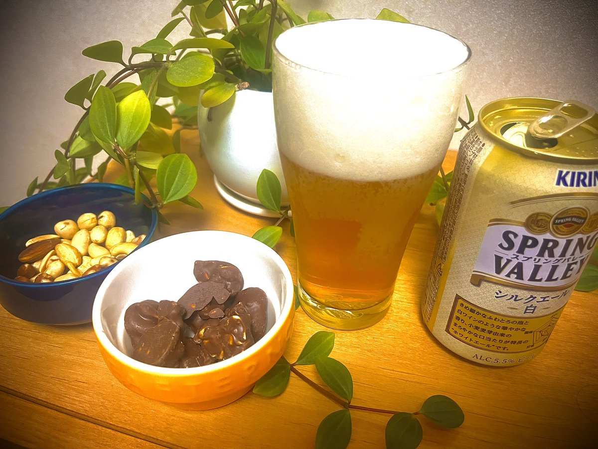 hisasue_s's tweet photo. ビールのおともにチョコ食べるようになってそこそこたちます。今夜はSPRING VALLEYの白🍺暑さが増してしんどいなぁって思うこともありますが…おかげで冷えたビールが割り増しでおいしく感じるようにも思います😋
#KIRIN #SpringVally #シルクエール #ビールとチョコ #暑い日はビール https://t.co/jigFrf0ya0