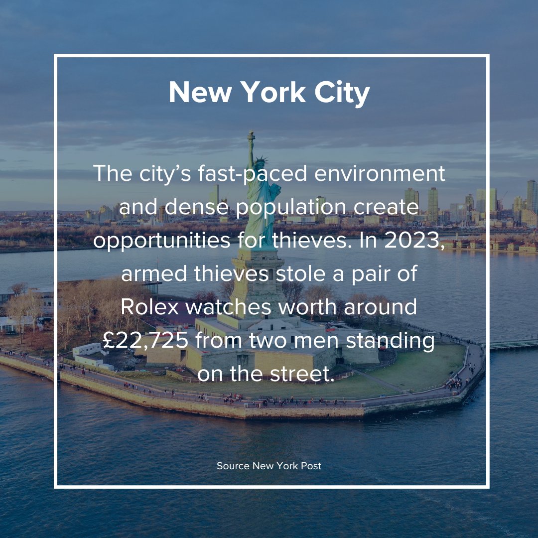 StanhopeBrokers's tweet image. Ahead of the holidays we look at some of the most notorious cities for watch theft. 

Read the full blog for tips on how to protect your watch from time thieves. tinyurl.com/4v8x5c56

#watchtheft #citybreak #watchinsurance #luxurywatches