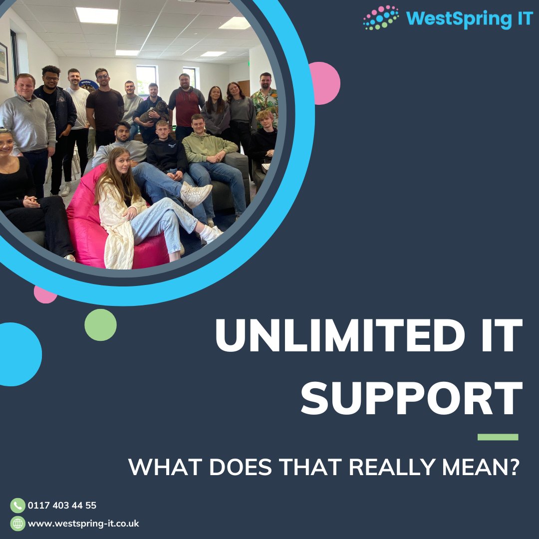 westspringit's tweet image. “𝘚𝘶𝘳𝘦𝘭𝘺 𝘶𝘯𝘭𝘪𝘮𝘪𝘵𝘦𝘥 𝘐𝘛 𝘴𝘶𝘱𝘱𝘰𝘳𝘵 𝘩𝘢𝘴 𝘢 𝘤𝘢𝘱?”

Nope.

We get this question a lot, offering something unlimited usually comes with a catch or caveat. But not at WestSpring.

#UnlimitedITSupport #SimplyUnlimited #SimplyDifferent