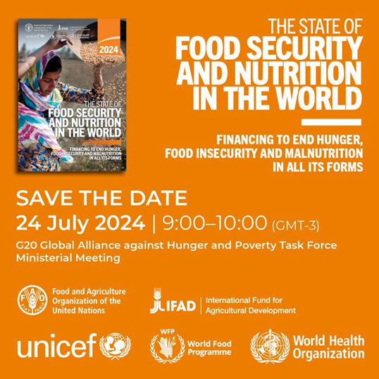 Kavle Consulting (@kavleconsult) on Twitter photo 📢Launch of the #SOFI2024 report by <a href="/FAO/">Food and Agriculture Organization</a>, <a href="/UNICEF/">UNICEF</a>, <a href="/IFAD/">International Fund for Agricultural Development</a>, <a href="/WFP/">World Food Programme</a> & <a href="/WHO/">World Health Organization (WHO)</a>! This essential publication highlights global #foodsecurity & #nutrition insights, including the cost & affordability of #healthydiets🍎🥦📊
🗓️ 24 July 2024
🕘 9:00 GMT-3 / 14:00 CEST
🔗 bit.ly/3A40rUz 📢Launch of the #SOFI2024 report by <a href="/FAO/">Food and Agriculture Organization</a>, <a href="/UNICEF/">UNICEF</a>, <a href="/IFAD/">International Fund for Agricultural Development</a>, <a href="/WFP/">World Food Programme</a> & <a href="/WHO/">World Health Organization (WHO)</a>! This essential publication highlights global #foodsecurity & #nutrition insights, including the cost & affordability of #healthydiets🍎🥦📊
🗓️ 24 July 2024
🕘 9:00 GMT-3 / 14:00 CEST
🔗 bit.ly/3A40rUz