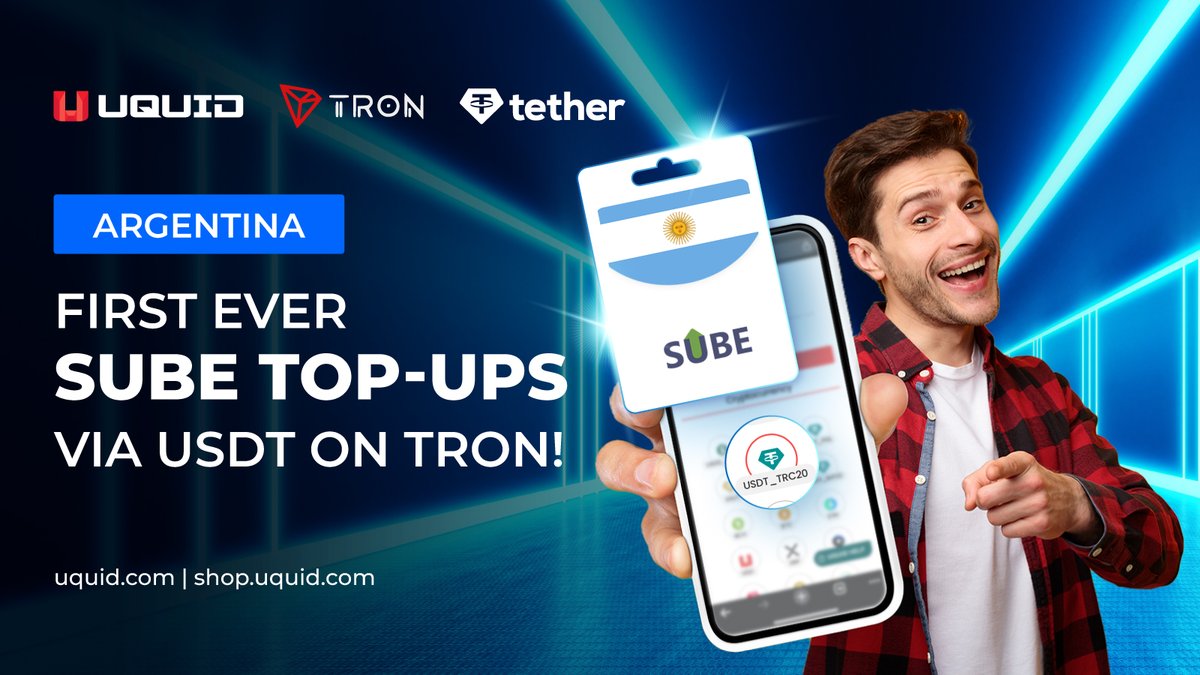 uquidcard's tweet photo. 🔥 Exciting News! 

UQUID now supports topping up SUBE card - public transportation payment in Argentina with USDT on TRON! 🌟 Enjoy faster, more convenient transactions with low fees and stability.

With UQUID, @tether, and @trondao joining forces, Argentinians can experience seamless, low-cost transactions. This means more stability and ease for your commuting and financial life!

More details: https://t.co/WBQouP3oN4

#SUBE #Topup #Argentina #USDtOnTron #Tether #Tron #Web3Shopping