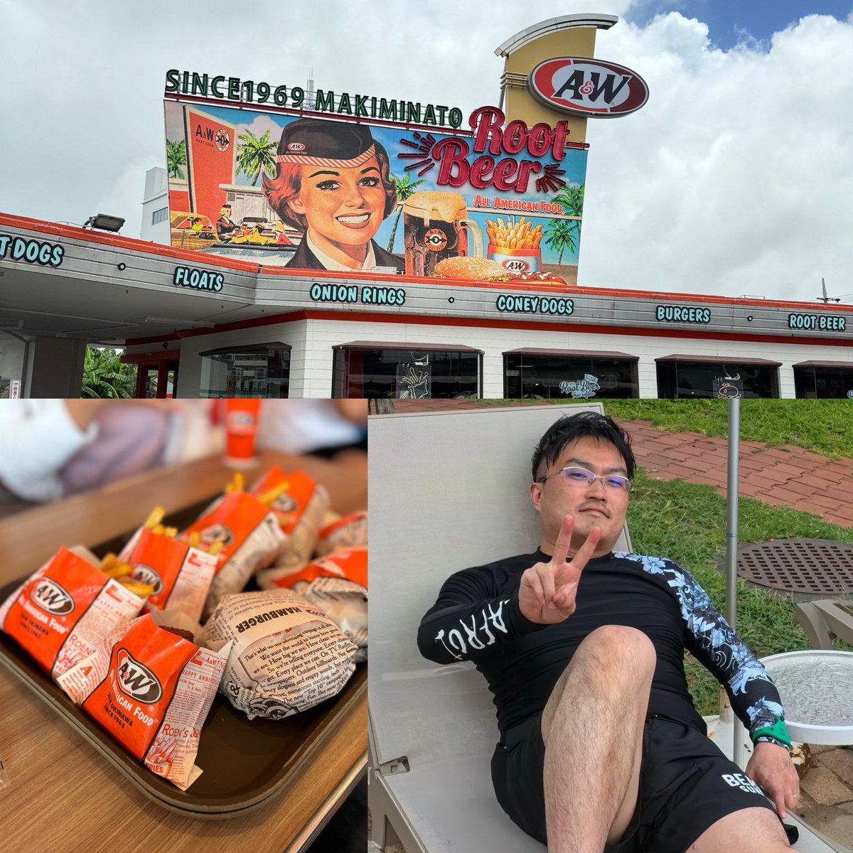 96b209Daisuke's tweet photo. 沖縄旅行✈️初日！
台風接近でキャンセルしようか検討した結果、あまりにキャンセル料がバカ高いので台風の予報円が西側に逸れてきた為、決行しました…
台風の影響で雨が降ったり陽射しがあったり…とハワイに似たような感じです
画像はA&amp;Wで昼食をとり、ホテルプールでくつろいでいる画像
#有給休暇 https://t.co/HtDuL0lJ1S