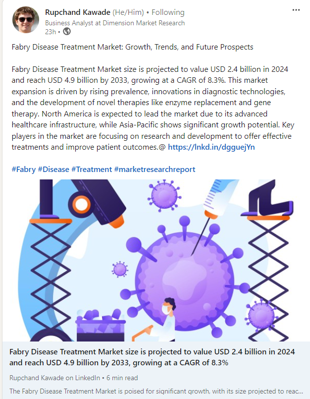 ZinselmeyerB's tweet photo. @Franca_ole #Fabry Market size is projected to value USD 2.4 billion in 2024 and reach USD 4.9 billion by 2033, growing at a CAGR of 8.3%.  #ZiFi (Zinc fingers) based #Genetherapy ( #isaralgagene #civaparvovec [ST-920]) with fast track designation from @SangamoTx https://t.co/5URTuvlJSo https://t.co/0c5Z0i8onY