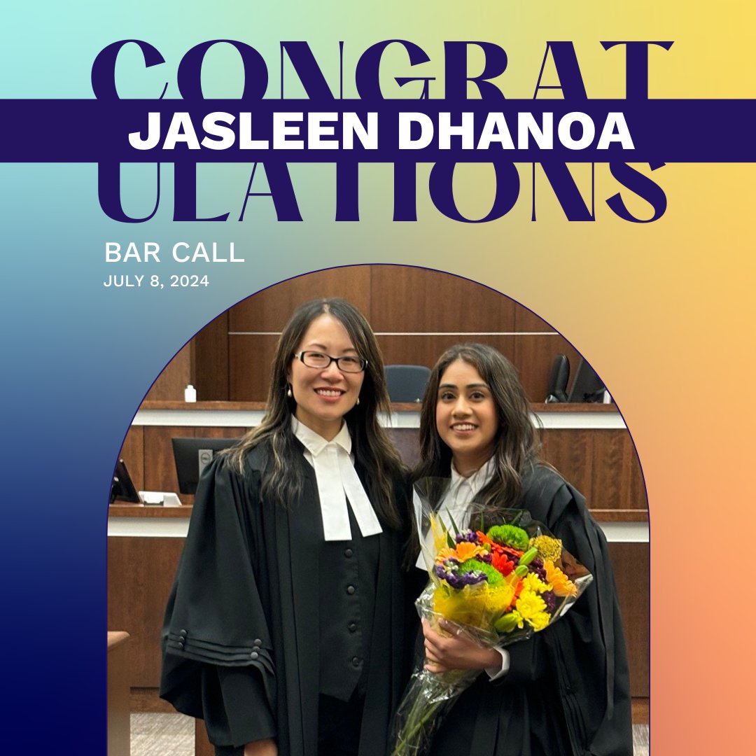 ECLCLaw's tweet photo. On July 8 2024, 2023/2024 ECLC Family Articling student Jasleen Dhanoa was called to the Alberta bar! Congratulations to Jasleen! Here's to a bright future filled with meaningful contributions to the legal field and beyond. 🎊✨⚖️
#BarCall #Albertalawyer https://t.co/L9oH9f0SlX