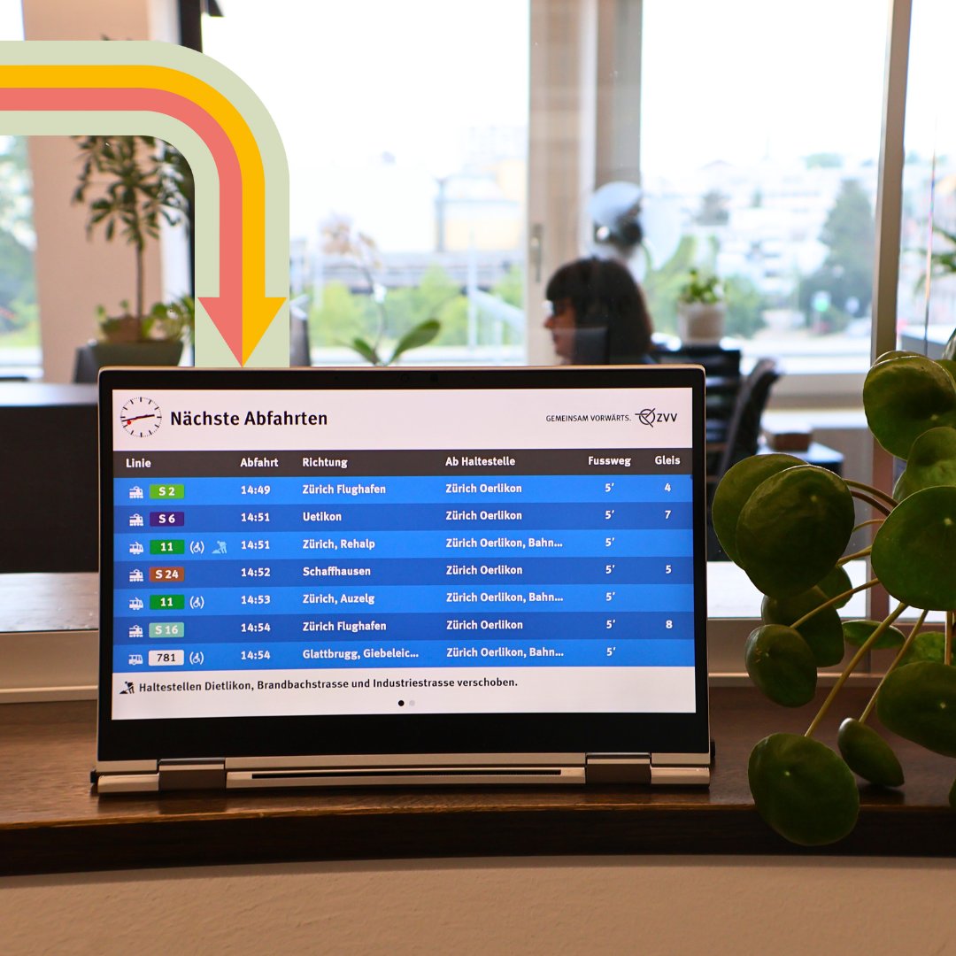 Yay! Mit wenigen Klicks kannst du kostenlos eine individuelle ZVV-Abfahrtsanzeige erstellen. Diese kann auf jedem Monitor anzeigt werden. Auch das Einbinden des ZVV-Fahrplans auf einer Website oder App ist kein Problem. sohub.io/9ka5