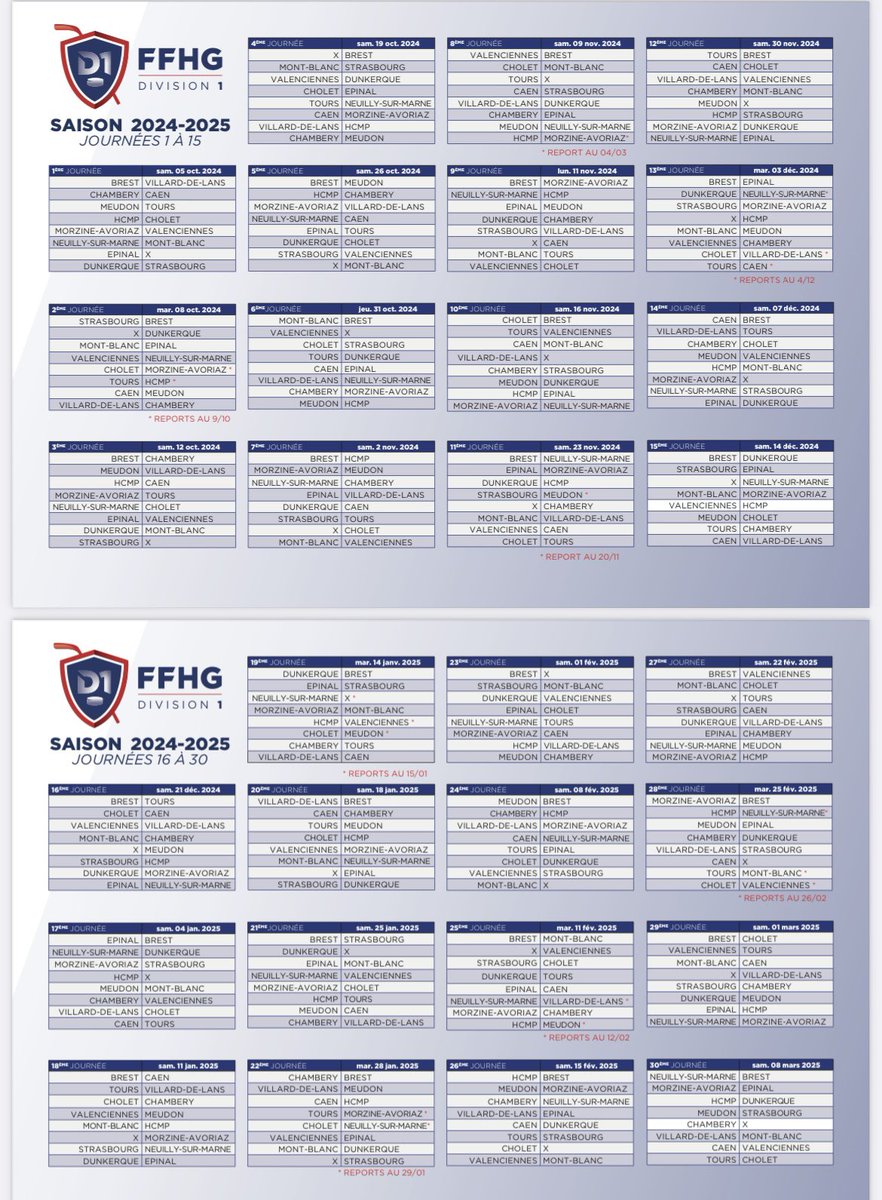 Le voici le calendrier du championnat <a href="/Hockey_FRA/">Équipes de France Hockey 🏒</a> D1 avec une première rencontre à domicile pour nos #WildcatsEpinal le 5 Octobre contre X (normalement <a href="/CorsairesNantes/">Corsaires de Nantes</a> ) en attente de validation 💚🖤 #hockey #D1