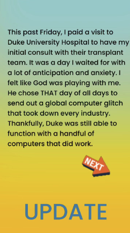 sathyabcom's tweet photo. A quick life update... Learn more at https://t.co/J7Dvgd3gPH #dukeuniversity #duketransplant #duke #kidneycare #renalkidneydisease #kidneyfailure #kidneytransplant https://t.co/U0WumwzUN3