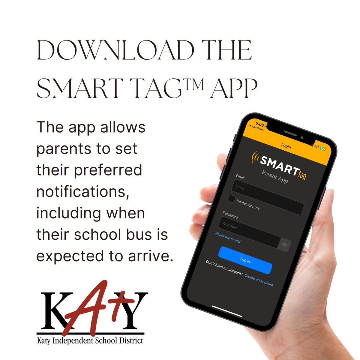 If your kiddo is a bus rider, don’t forget to download the Smart tag™ app! Parents can set their preferred notifications. You can also see when and where your student boards and leaves their bus. Get it today: tinyurl.com/4memyrye