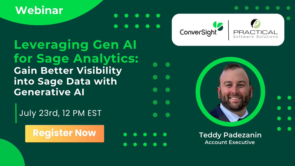ConverSight_ai's tweet image. Check out more on our dynamic partnership with Practical Software Solutions 👇
conversight.ai/press/conversi…

#genai #dataanalytics #sageanalytics