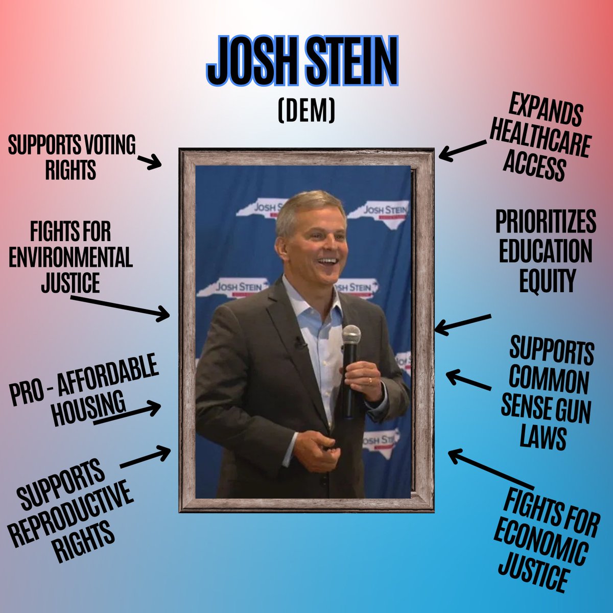 ncapref's tweet image. Josh Stein - Democratic Candidate for NC Governor
It is essential to know the candidates for Governor: their history, proposals and actions. #2024Elections #Governor #ncapref #mobilizeimpactchange #YourVoteCounts #NCMegaphone #NCPol