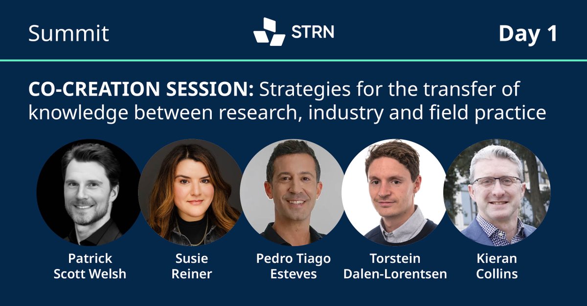 Sports Tech Research Network (STRN) (@strn_sportstech) on Twitter photo 🎤👤 WHO? <a href="/pscottwelsh/">Patrick Scott Welsh</a>, <a href="/SReiner_HSP/">Susie Reiner, MS, EP-C, CSCS</a>, <a href="/PedroTEsteves/">Pedro Tiago Esteves</a>, <a href="/torsteindalen/">Torstein Dalen-Lorentsen</a>, and <a href="/DKieranCollins/">Kieran Collins</a>
💬💥 WHAT? A Co-creation session discussing strategies for the transfer of knowledge between research, industry and field practice
📆📍 WHEN? Summit day 1, 10:30 AM
#STRNSummit2024 🎤👤 WHO? <a href="/pscottwelsh/">Patrick Scott Welsh</a>, <a href="/SReiner_HSP/">Susie Reiner, MS, EP-C, CSCS</a>, <a href="/PedroTEsteves/">Pedro Tiago Esteves</a>, <a href="/torsteindalen/">Torstein Dalen-Lorentsen</a>, and <a href="/DKieranCollins/">Kieran Collins</a>
💬💥 WHAT? A Co-creation session discussing strategies for the transfer of knowledge between research, industry and field practice
📆📍 WHEN? Summit day 1, 10:30 AM
#STRNSummit2024