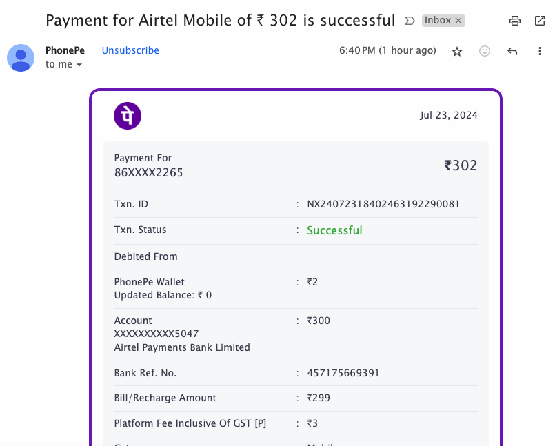 7S3nse's tweet photo. @PhonePeSupport Lately, I have been receiving emails regarding some transactions I'm unaware of. These transactions are not visible in my PhonePe app, nor has any money been deducted from my account. However, I continue to receive these emails. Plz help me resolve this asap https://t.co/VucVK2wAxr