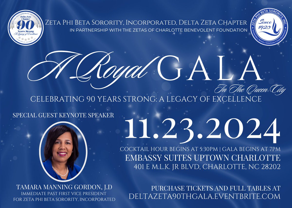 ZetasofCLT's tweet photo. Zeta Phi Beta Sorority, Inc, Delta Zeta Chapter, cordially invites you to celebrate with us as we honor 90 years of serving the Charlotte community. 

Tickets are on sale now at: https://t.co/HogypAQLnJ 

#DZ90YearsStrong #DynamicDZ #ZetasofCLT https://t.co/deL9Ys8HZ3