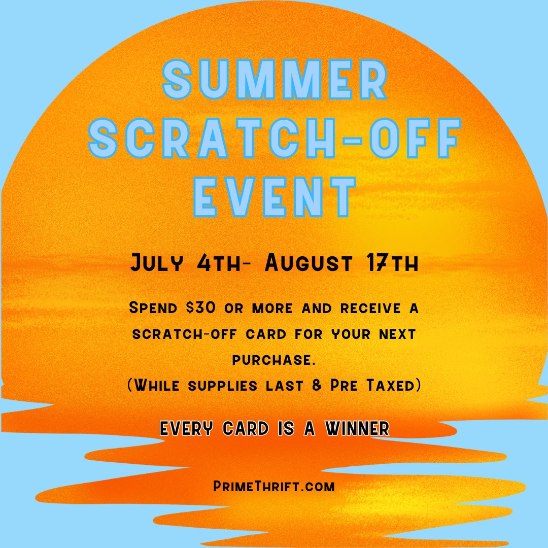 Our Summer Scratch Off Event is in full effect. Hurry in for your Scratch Off savings while supplies last. 🌅